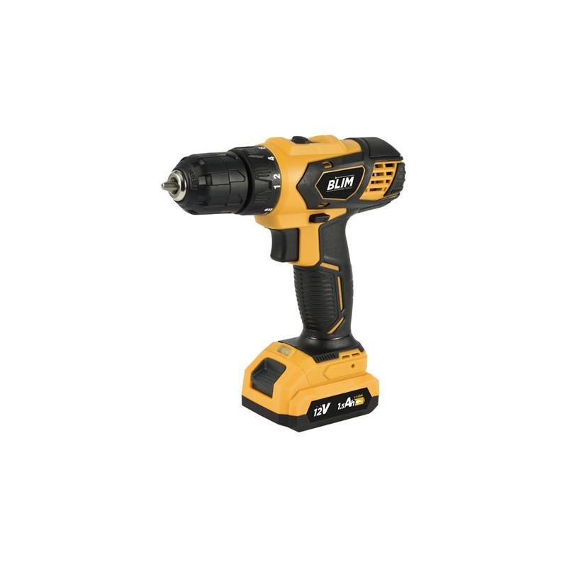 Blim Battery Drill 12V 1.5Ah - 28nm Maximum Torque - 2 Speeds 0-400/0-1500rpm - Yellow Color-BL0158