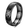 6MM Tungsten Ring Retro Fish Scale Hammered Texture Dual Tone Silver Gold Wedding Band for Men Women
