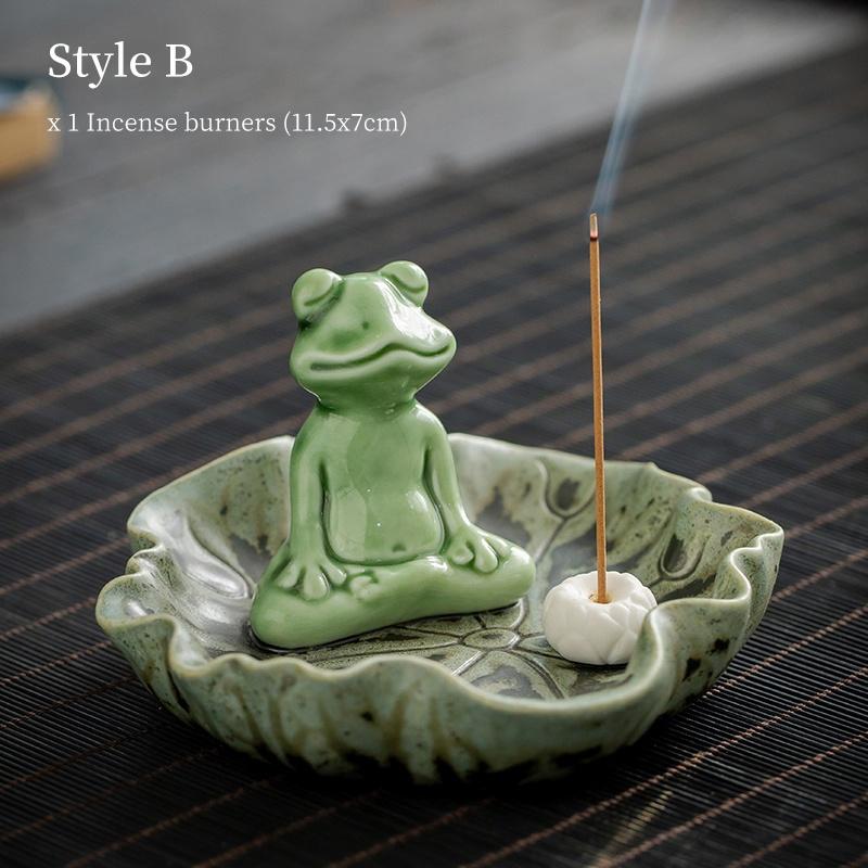 Ceramic Incense Holder Frog Incense Burner Indoor Incense Burner Aromatherapy Ornament