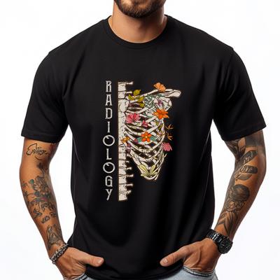 Radiology Skeleton Floral Radiologist Rad Tech Technologist Hiphop Streetwear Oversized T Shirt New