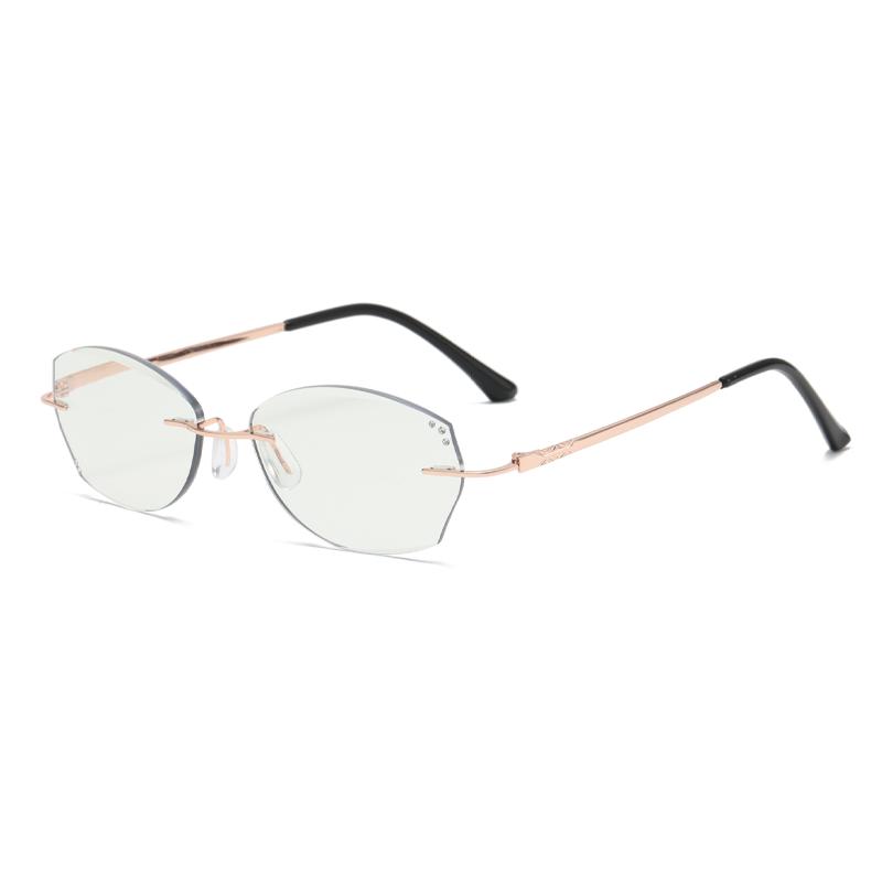 Ultra-Lightweight Frameless Photochromic Presbyopia Glasses Business-Style Small Frame Color-Changing Lenses Women ReaderEyewear