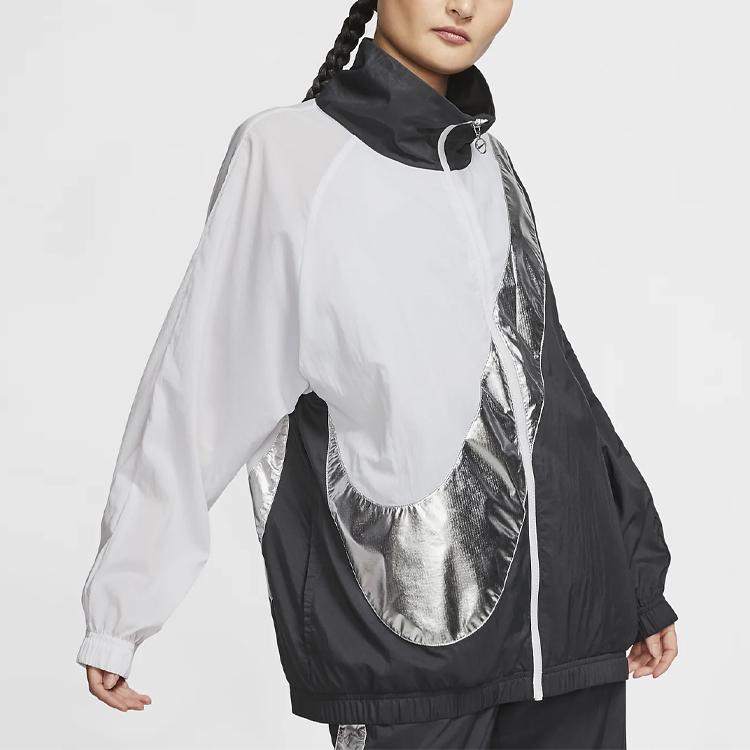 Nike Swoosh Woven Jacket With Color Block Design Women Jacket Black Multicolor CQ8023-011