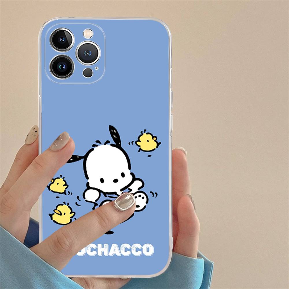 Cute P-Pochacco Transparent Soft Phone Case For iPhone 15 12 14 16 17 13 Plus 11 Pro Max 13 Pro