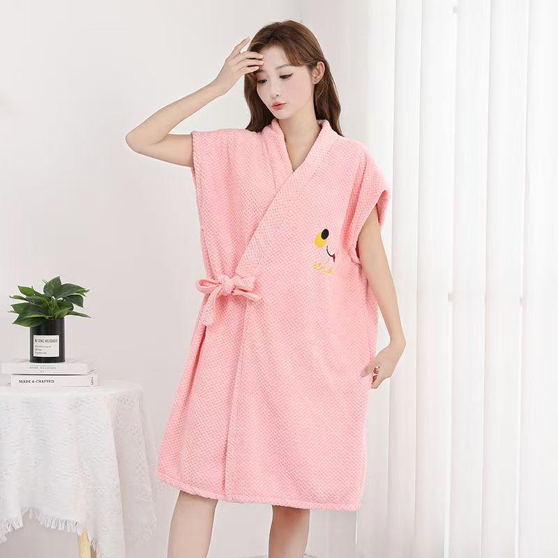 Plus Size Hooded Long Sleeve Bathrobe - Water Absorbent & Soft for Adults