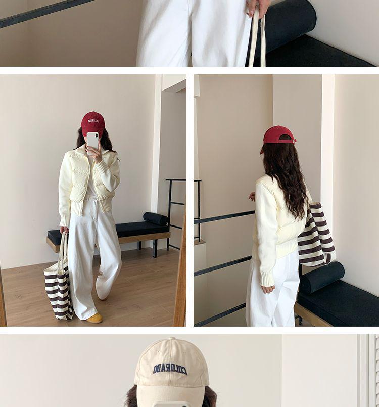 Korean Style Women's Knitted Patchwork Down Vest - Petite Short 90% White Duck Down Outerwear for 2025 Autumn/Winter