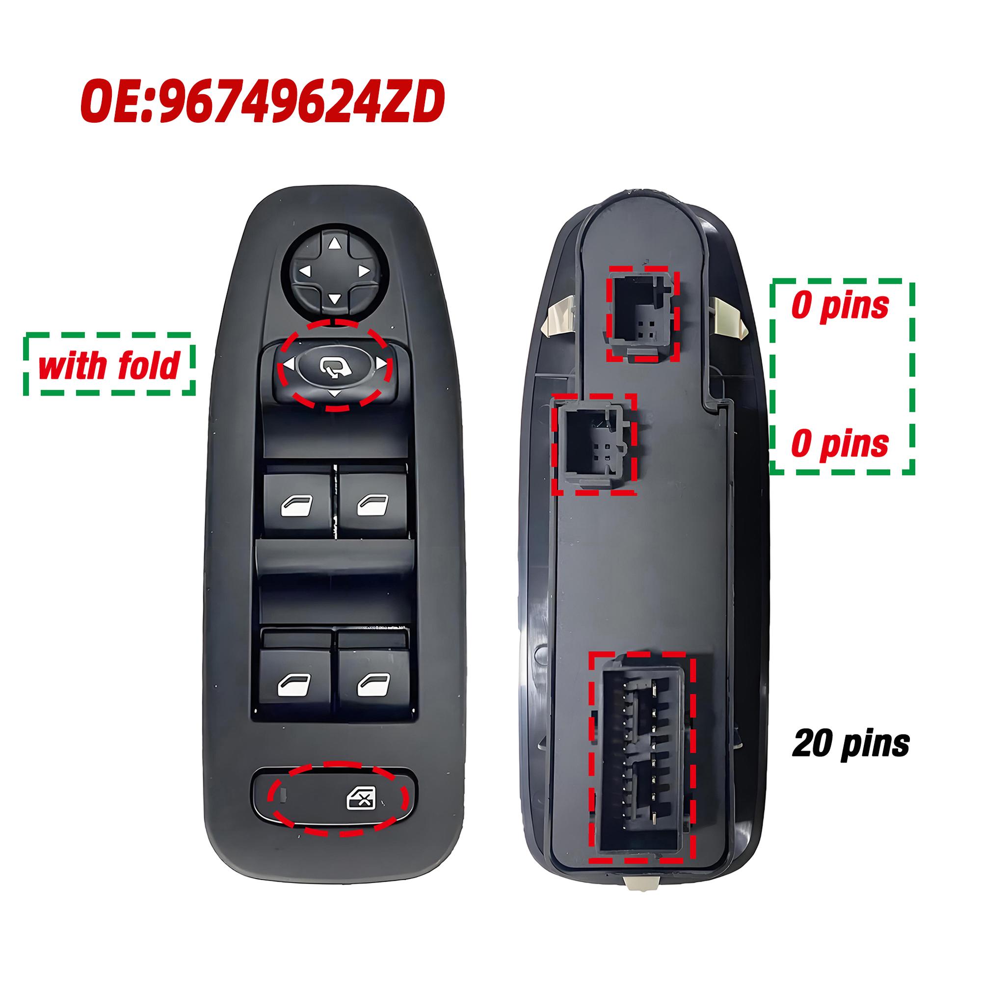 96749624ZD For Peugeot 208 2008 Hatchback 2013-,Front Left Driver Side Electric Master Power Window Control Switch Button LHD 96749624ZD