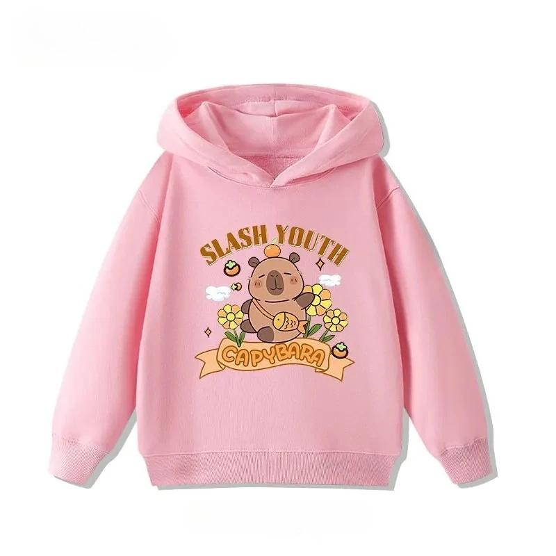 Children's Cartoon Adorable Capibara Autumn Fashion Boys Girls Loose Outdoor Street Kids Hoodies