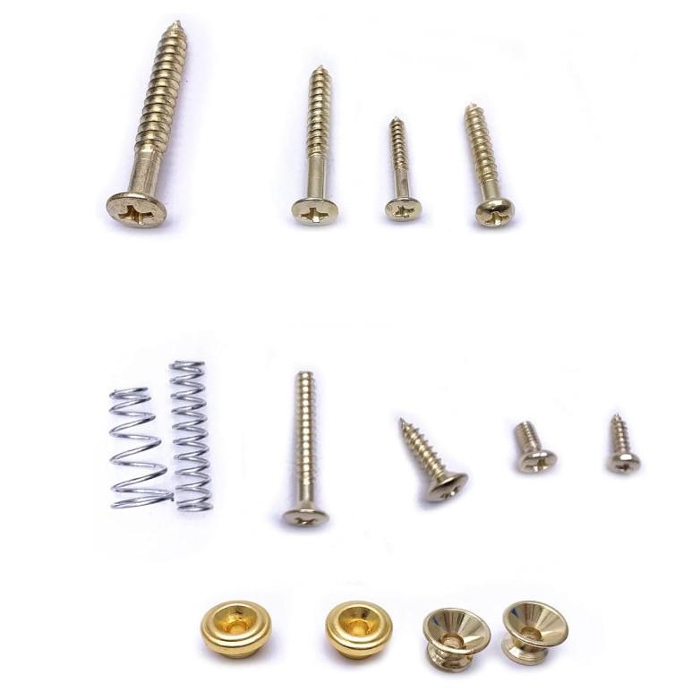 9-Piece Guitar Accessory Screw & Strap Button Set - Silver, Black, Gold