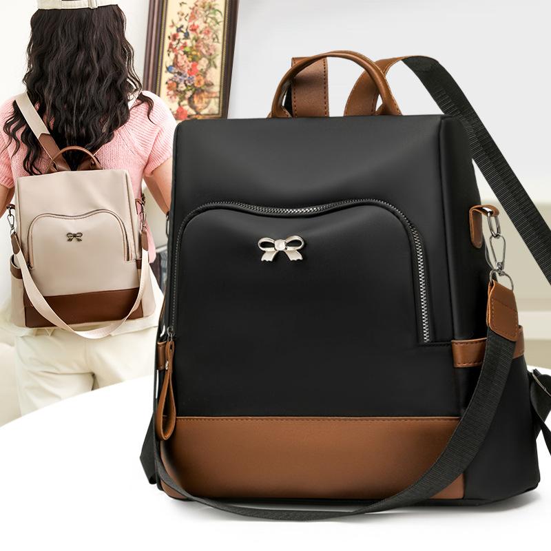 Schoolbag Simple Wind Color Matching Backpack Women's New Lightweight Burden Reduction Commuter Bag College Student Schoolbag Outdoor Travel Backpack