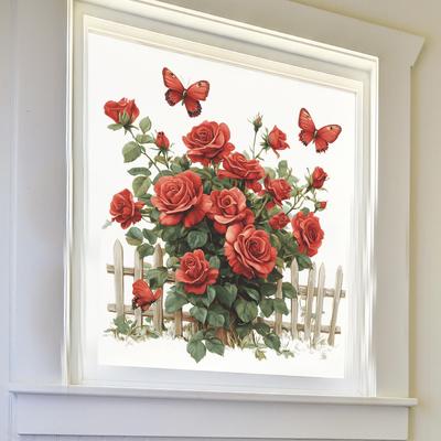 2 Pz Rose Romantiche Dipinte Camera da Letto Soggiorno Casa Sfondo Muro Abbellimento Decorazione Adesivi Murali