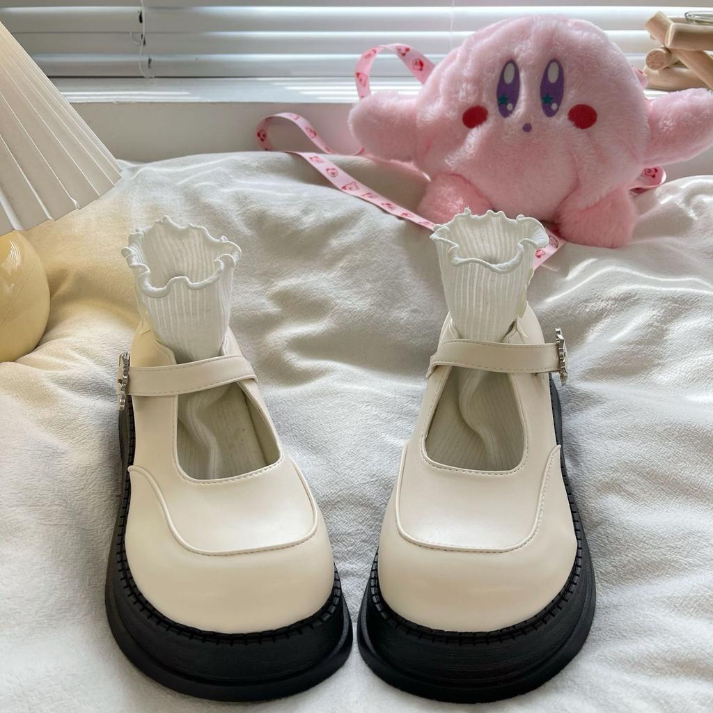 Mary Jane Schuhe mit dicker Sohle, Frühlingsschuhe mit Schnalle, Lolita, kleine Schuhe aus Pu-Leder, runde Zehenschuhe, Plateauschuhe