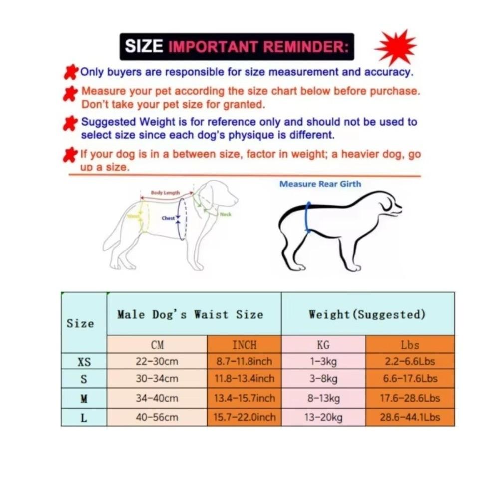 High Absorbing Male Dog Diapers Reusable Male Puppy Wraps New Puppy Nappies for Small Medium Dog