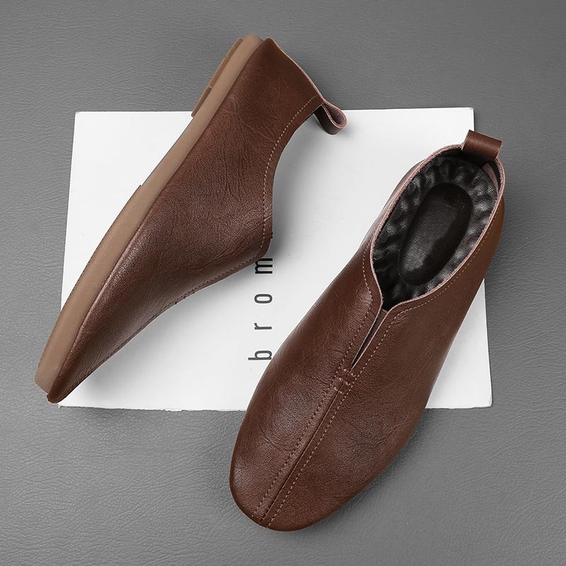 Hand-stitching Men's Casual Shoes Comfortable Man Soft Loafers Genuine Leather Moccasins Slip on Flats Simple Male Driving Shoes