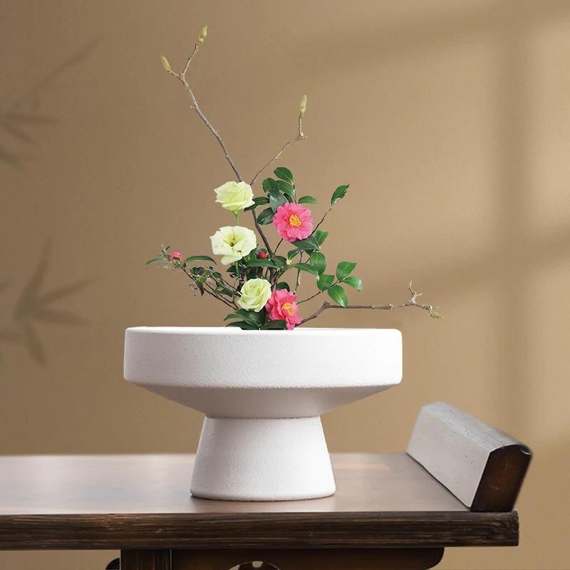 Flower Arrangement Ware Ceramic Flowerpot Desktop Storage Bonsai Copper Needle Floral Accessories Flower Vase Home Decoration