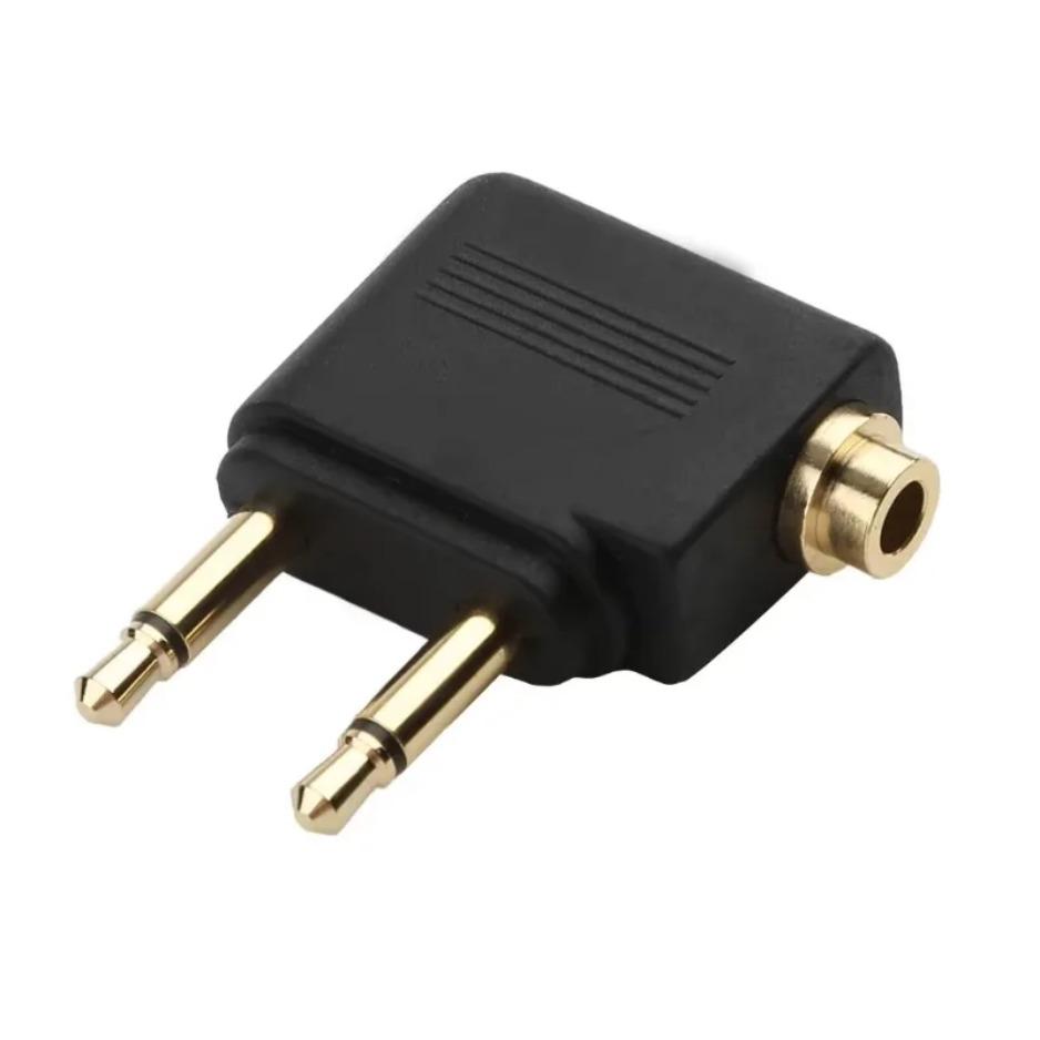 XIKCU 1-5pcs/Lot Dual 3.5mm Plug Adaptor Jack Audio Headphone Converter Adapter for Airline Airplane Travel Earphone Connector 6