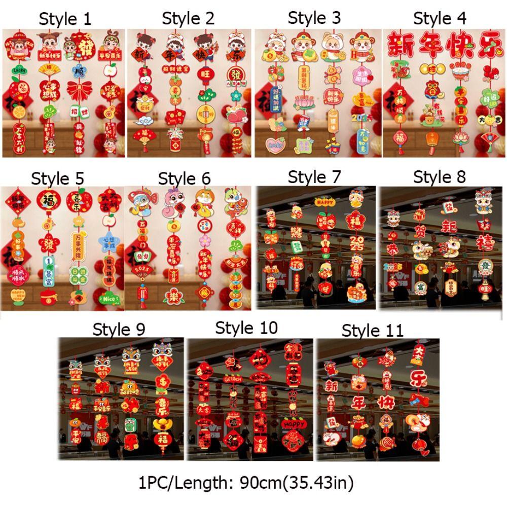 4pcs/set Colorful Paper Hanging Pendants Traditional New Year Window Stickers  Chinese Nwe Year