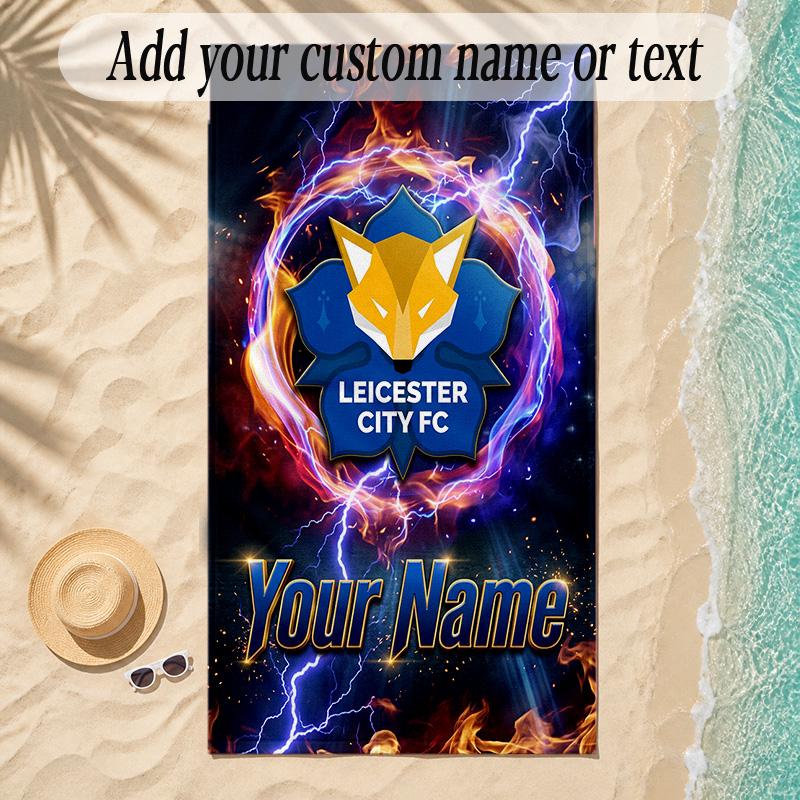 Beach TowelLeicester City Custom Name Text Personalized Soft Towel for Beach Pool Indoor Home Decor Gift