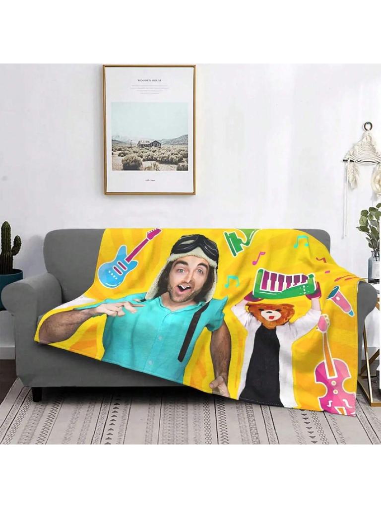 Danny Go Cartoon Musikpädagogik Plüsch Fleece Decke Gitarrendecke Leicht Atmungsaktiv