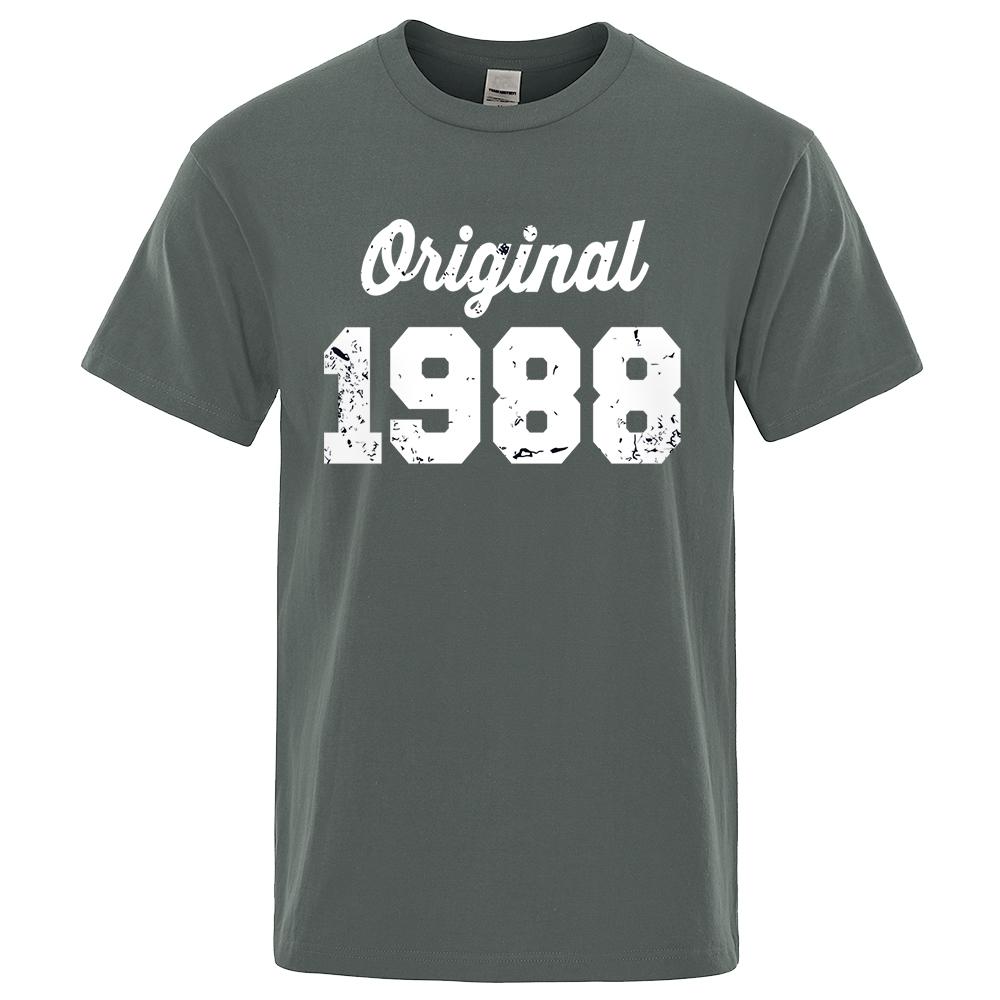 Original 1988 White Letter Print Male Tshirts Breathable Clothes High Quality Tee Clothes Hip Hop O-Neck Cotton Tshirt Couple
