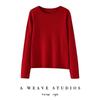 Pull en cachemire 100 % pur pour femme, coupe ample, ourlet roulé, col rond, manches longues, tricot pour l'automne et l'hiver