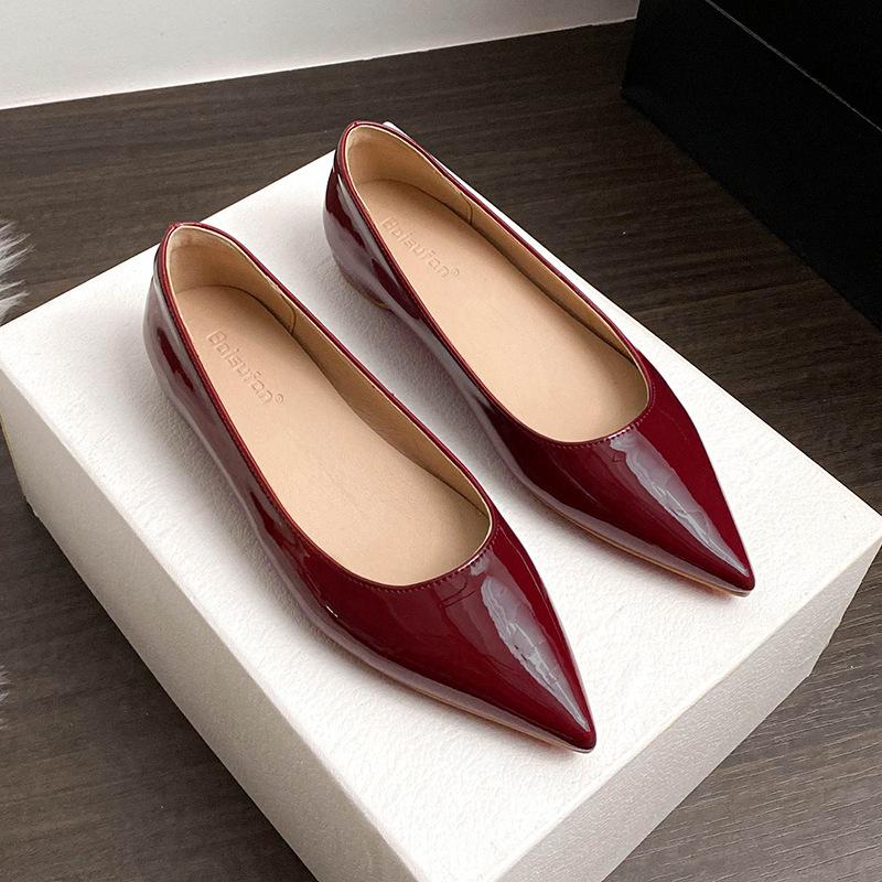 Fashion Elegant OL Ladies Dress Work Shoes Woman Nude Flats Ballet Pointed Toe Elevate Loafers Female Ballerinas Slip On Mocasines Mujer