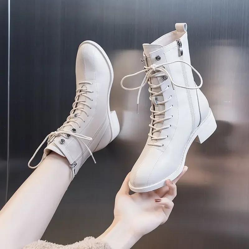 Fashion Autumn Leather Ankle Boots for Women New In Woman Short Shoes Winter 2024 Hot Chic and Elegant Trend Booties Footwear Boot Pu 39