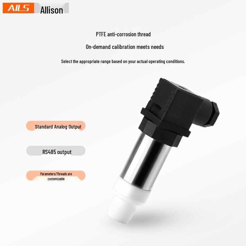 PTFE Corrosion-Resistant Pressure Sensor 4-20mA/RS485 for Water, Vacuum, and Hydraulic Oil