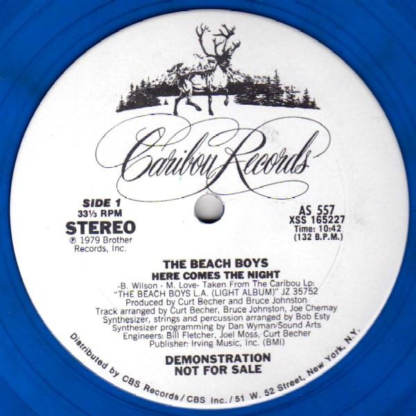 

12inch Record BEACH BOYS Here Comes The Night 1042 Ins AS557 CARIBOU 1979 US Rock Used