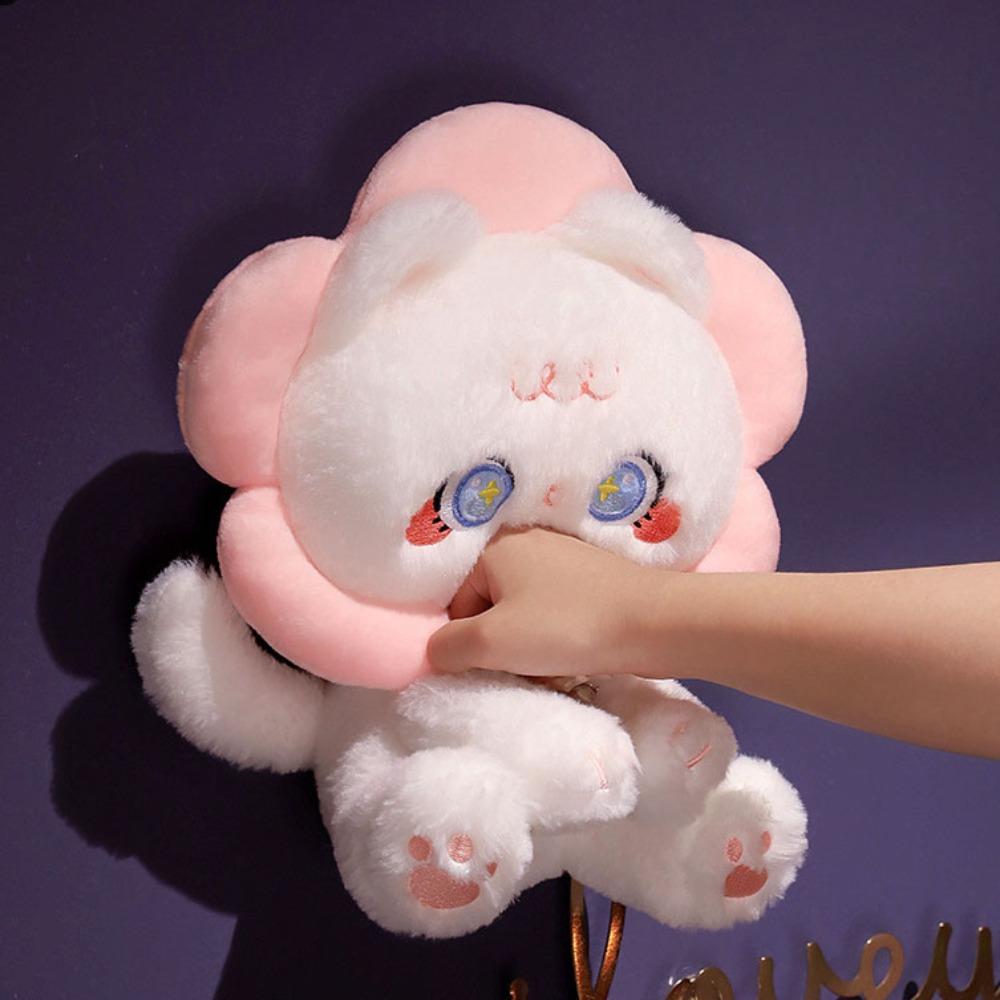 Purple Kitten Stuffed Doll Fluffy Cartoon Flower Cat Doll Flower Loop Cat Plush Toy  Children