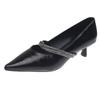 Fashion Crystal Heeled Women Shoes Pointed Toe Shallow Mid Heels Official Shoes 2025 Luxury Pumps Designer Summer Zapatillas De Mujer