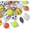 DanLingJewelry 40 Pieces 8 Various Style Ball Connectors Charms Enamel Basketball Football Volleyball Pendants Football Sports Pendants for Jewelry