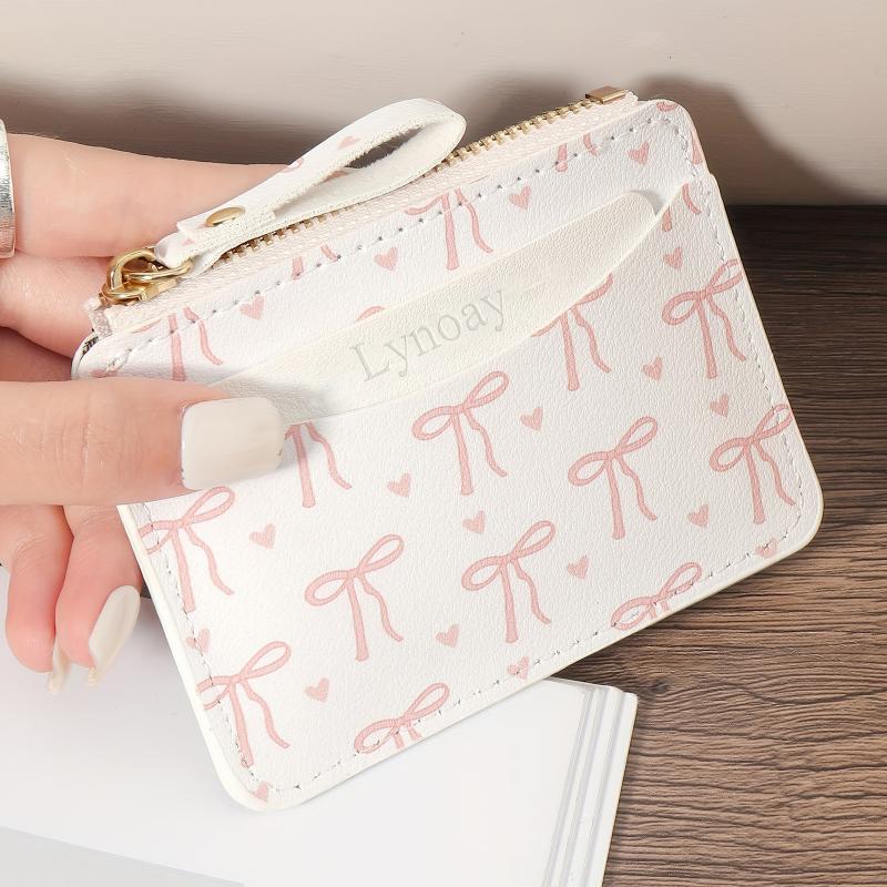 

Модный простой кошелек-монетница на молнии с бантом, Ультратонкий держатель для кредитных карт, Кошелек на молнии, Милый легкий мешочек для мелочи, Подарки на день рождения