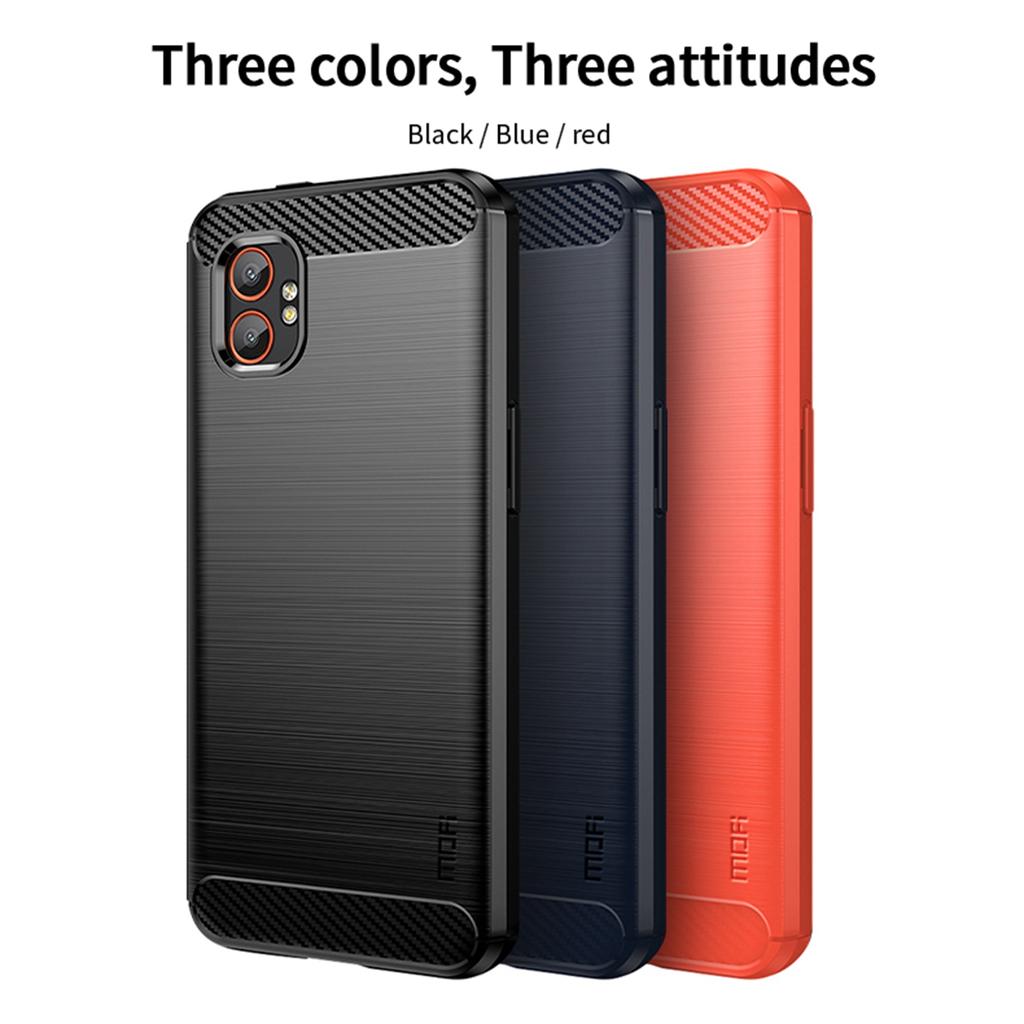 For Samsung Galaxy XCover7 Pro Back Cover MOFI Brushed Texture Carbon Fiber Soft TPU Case