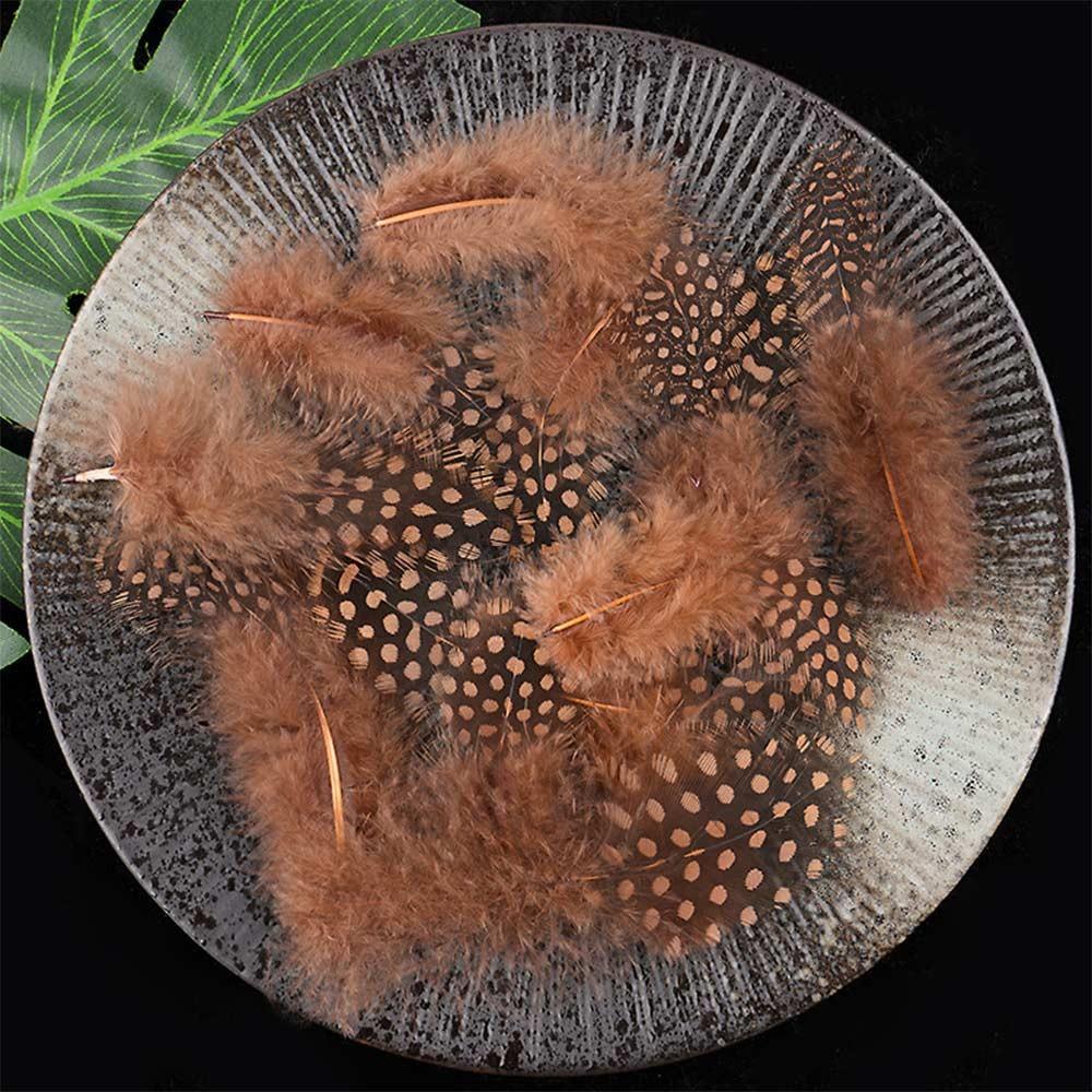 

50pcs Small Size Natural Feathers Natural Color Real Plumes Fowl Feathers Multicolo Spotted Pattern Pheasant Plumes темно-коричневого кольору