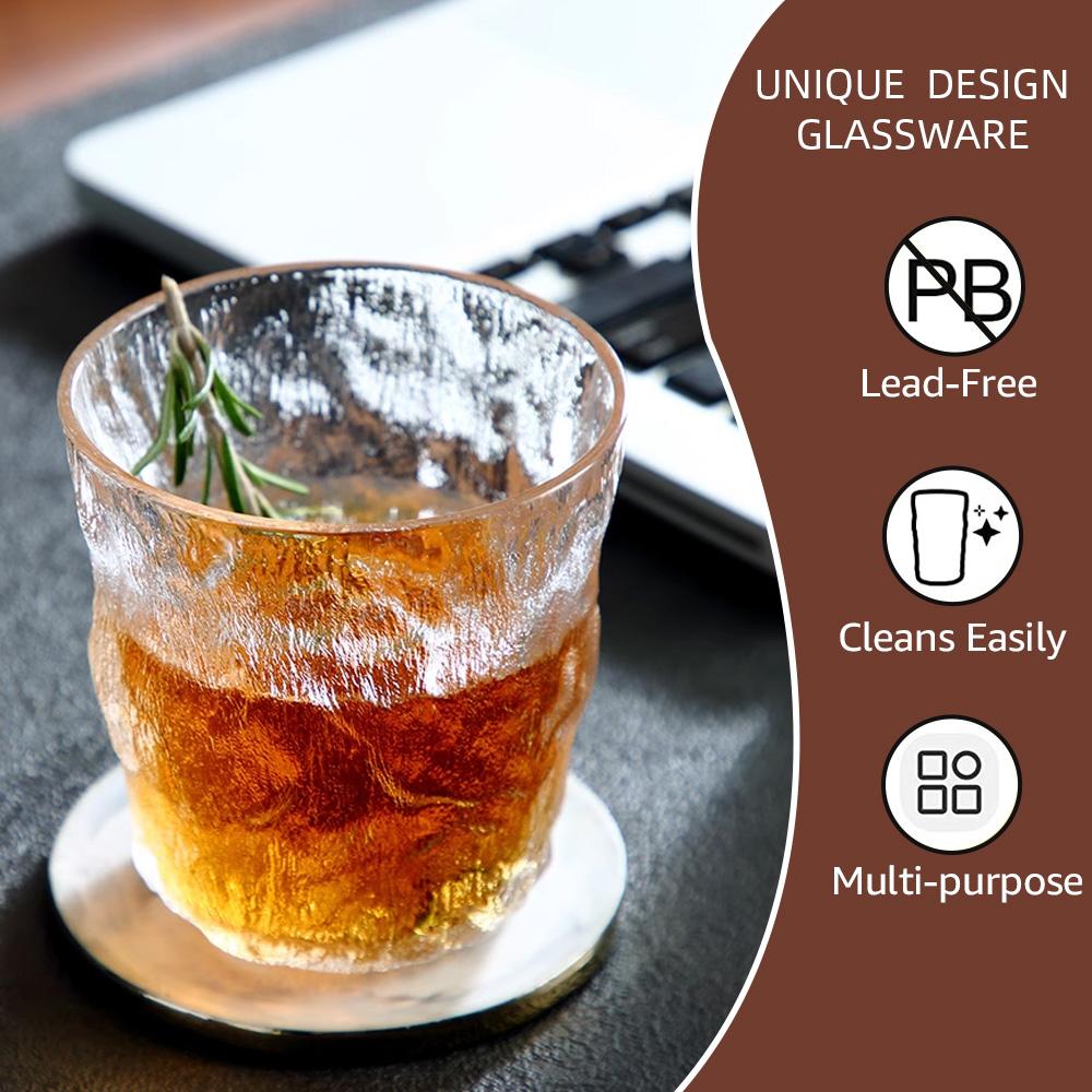 Tasse en verre givré de 300 ml/360 ml, pour eau, café, whisky, bière, thé, lait, avec poignée