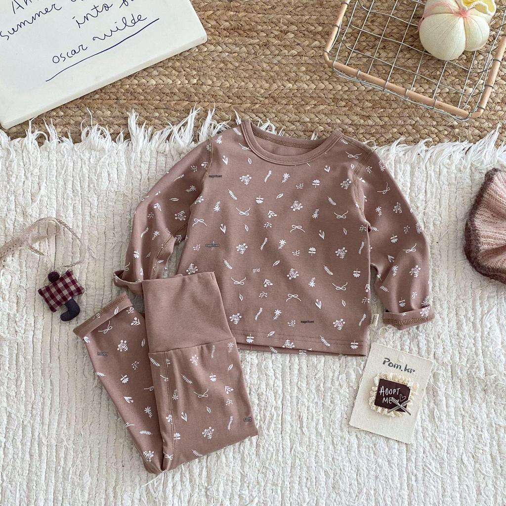 2025 Autumn Kids' Cartoon Homewear Set: Girls' Polka Dot Outfit & Boys' Belly-Protecting Pants