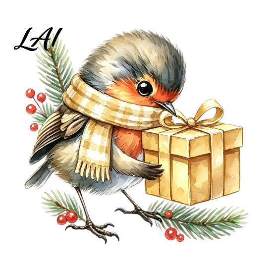 Non Adhesive Window Clings Christmas Bird Static Sticker Cute Watercolor Glass Stickers with Pine Branch PVC Waterproof Creative Gift Ideas