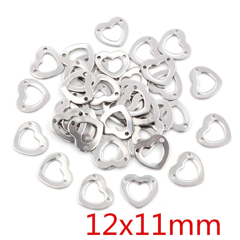 50pcs/lot No Fade Charms 316 Stainless Steel Hollow lovely heart Charms handmade Craft pendant Jewelry making,DIY for necklace