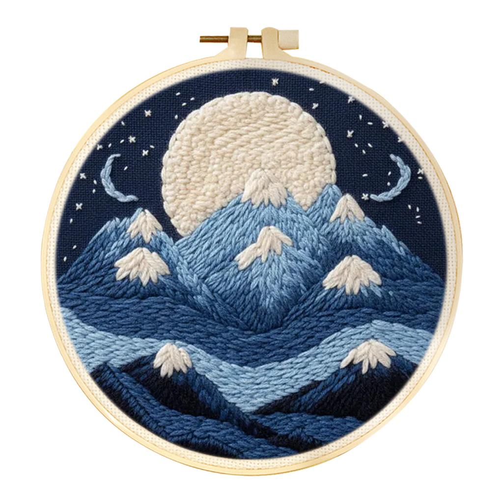 CHENISTORY Landschaft DIY Punch Needle Stickerei Starter-Sets Für Anfänger Sternennacht DIY Stickerei Set Garnmalerei Kunst