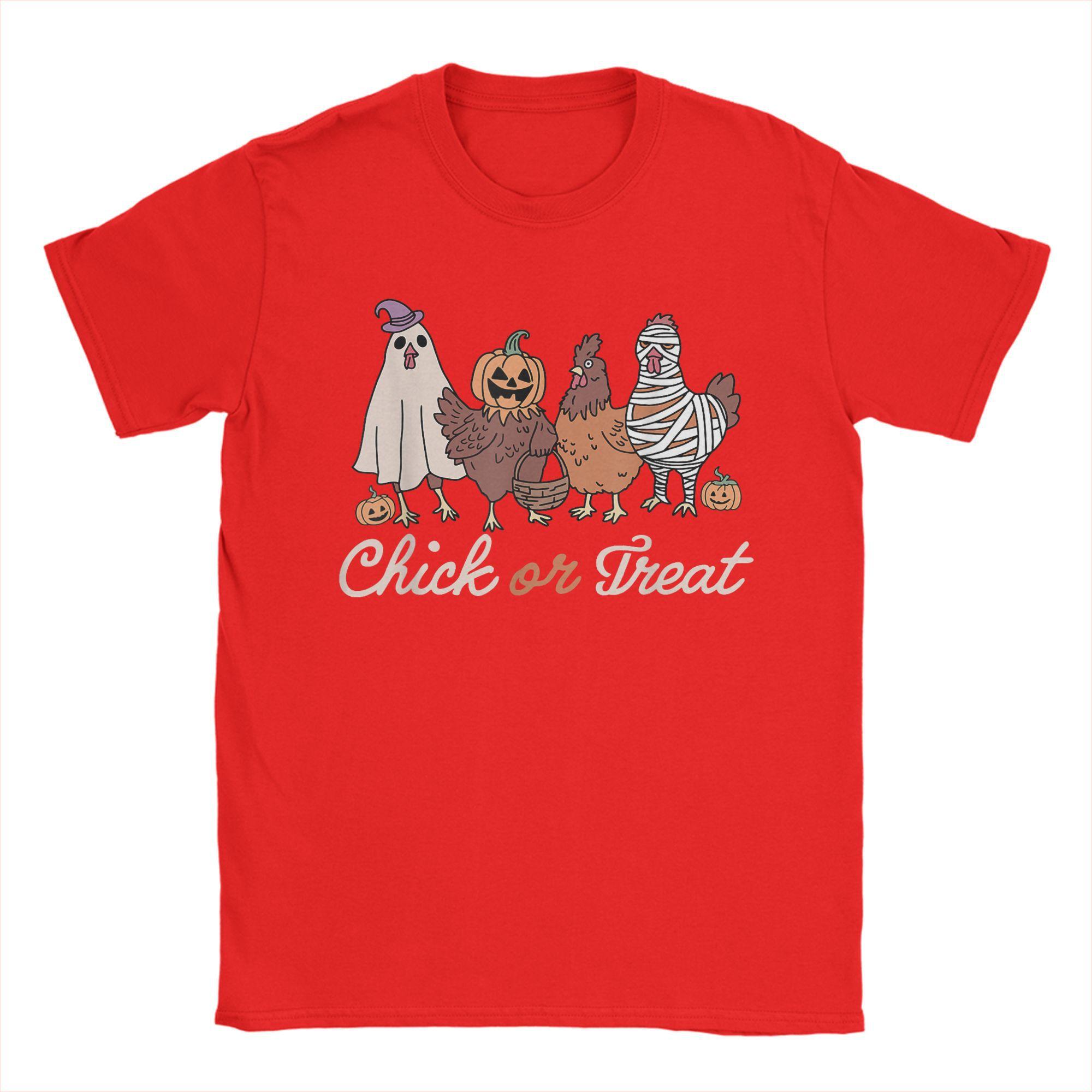 Vintage Chick Or Treat Halloween Witch Spooky Chicken TShirts Unisex O Neck 100 Cotton T Shirts  Short Sleeve Tees Plus Size Tops S
