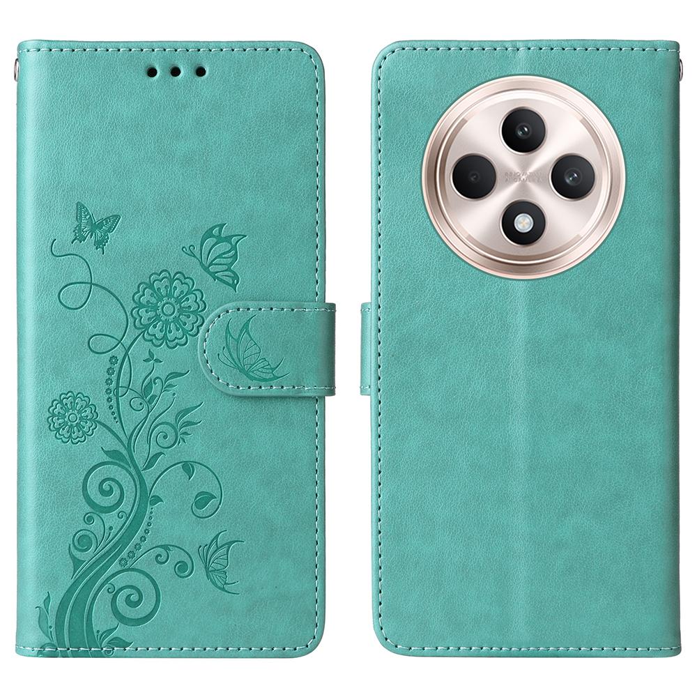For Oppo Reno12 F 4G Leather Case Butterfly Floral Imprint Wallet Stand Cover
