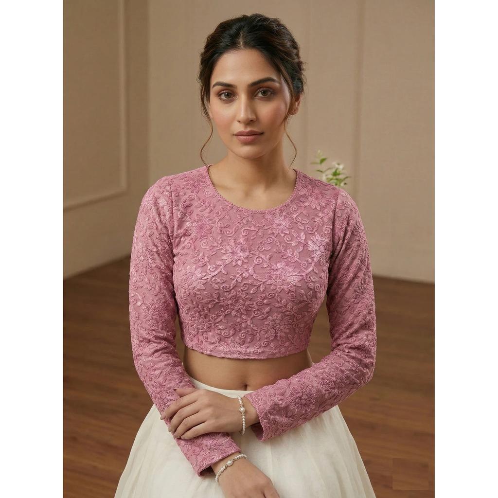 Women's Cotton Lycra Blend Round Neck Blouse Indian Bollywood Readymade Choli