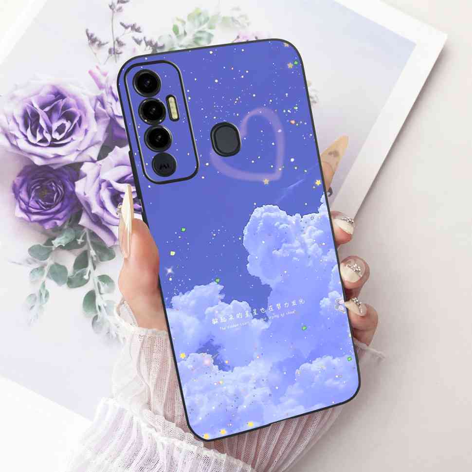 Simple Design Cartoon For Tecno Spark 7P KF7j Case Silicone TPU Black Cover For Tecno Spark7P 7p 6.8" Bumper Phone Cases Fundas