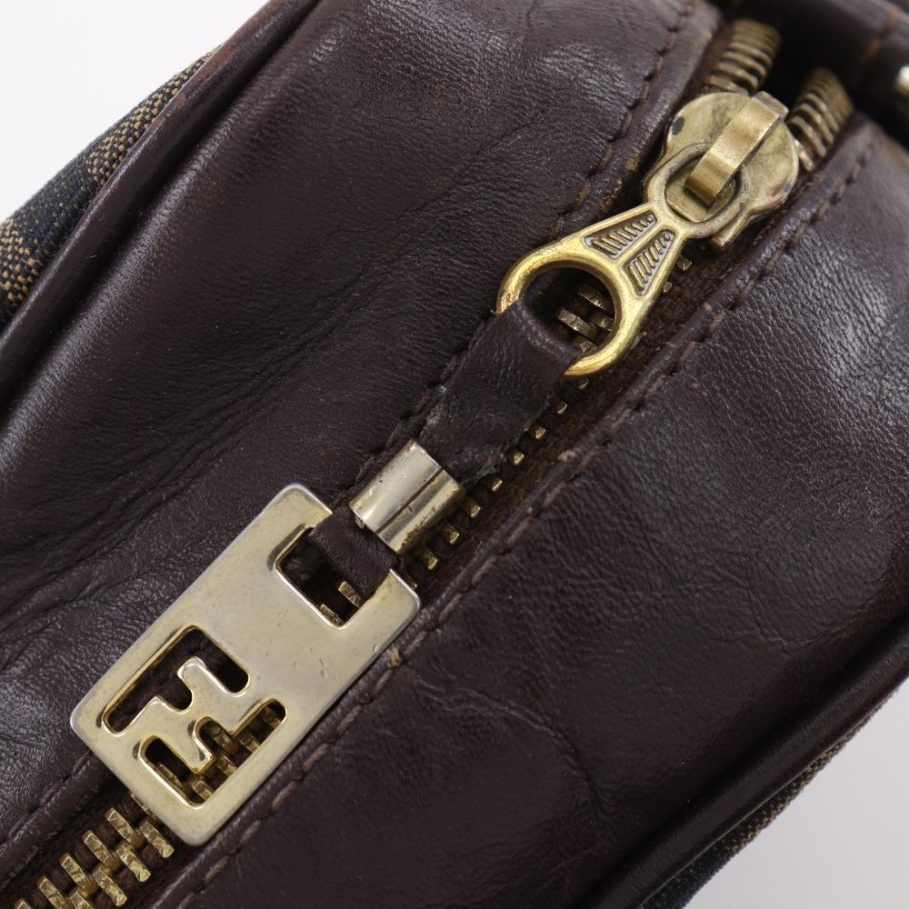 FENDI Zucca Shoulder Bag Brown Nylon canvas/leather Women Used