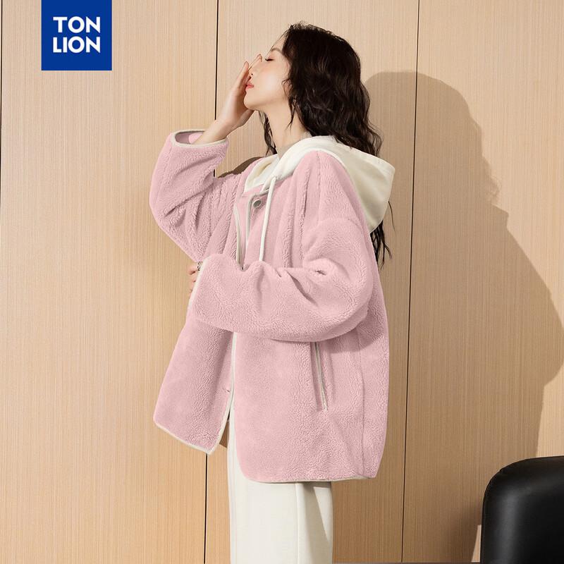 

TonLion Women s Hooded Faux Shearling Jacket M