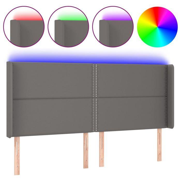 VidaXL Tête de Lit à LED Meuble de Chambre à Coucher Accessoire de Lit Double Tête de Cadre de Lit Intérieur Gris 3124014