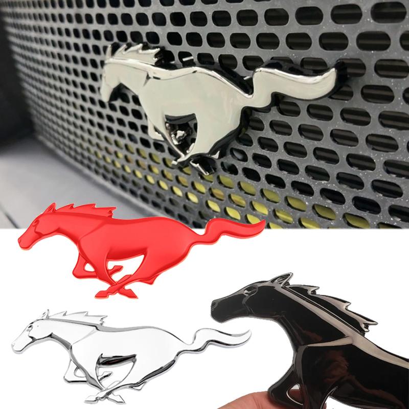 Car Sticker 20x7.5CM Metal Car Front Grille Horse Badge Trunk Sticker for Ford Mustang 2.3T Shelby GT350 GT500 GT 2015-2017 Rear