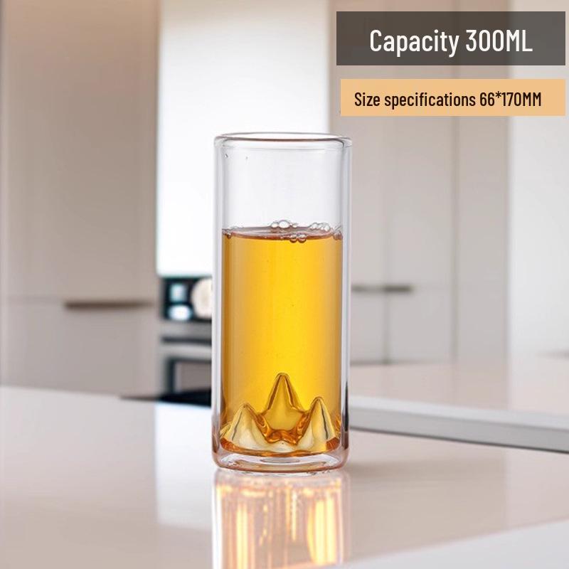 Double-Layer High Borosilicate Glass Tea Cup - Heat-Resistant, Wide Mouth, Straight Tube Design