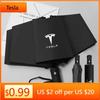 Autoaufkleber Tesla Auto Faltbarer Regenschirm Tragbarer Automatischer Sonnenschutz Für Tesla Emblem Model S Model X Model 3 Roadster Cybertuck A