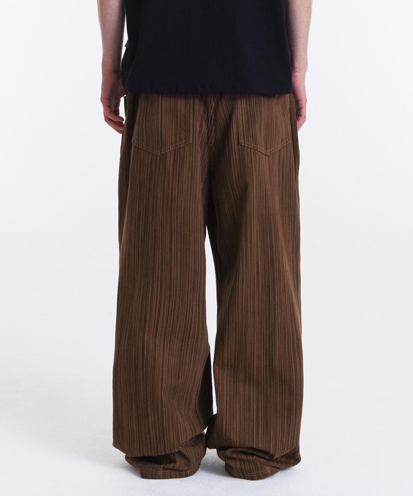 Gicheol Slub Jacquard Stripe Wide Pants (Brown)
